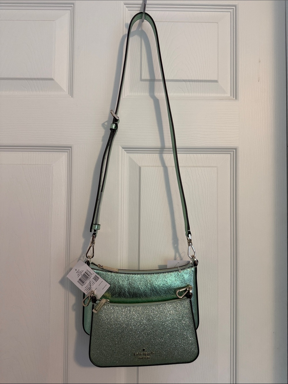 Bundle Metallic and GLITTER Green Crossbody Bag 2-Piece Convertible Shoulder Bag